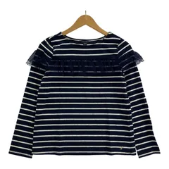 NAUTICA ノーティカ フリル ボーダー長袖Ｔシャツ sizeL/ネイビー