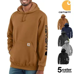 Carhartt カーハート パーカー スウェット プルオーバーパーカー 定番 人気 袖 ロゴ プリント 裏起毛 メンズ トップス k288 カーハートブラウン