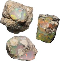 [N2 stone Natural] 天然鉱物 プレシャス オパール (precious opal) - エチオピア産 | 宝石原石 | (30001 | "一点物" 3個セット [合計: 約21.6ct])