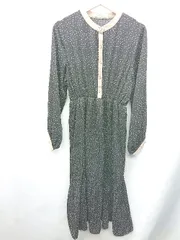 ◇ Ray Cassin FRAMES ドット柄 ギャザー 長袖 ロング丈 ワンピース サイズＦ ブラック ホワイト ベージュ レディース E  【1408220017713】