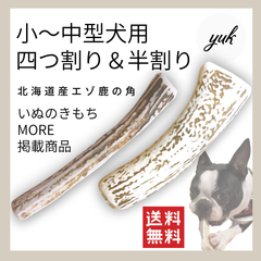【おしゃれな梱包】小〜中型犬用　四つ割り&半割り　鹿の角　犬のおもちゃ　C