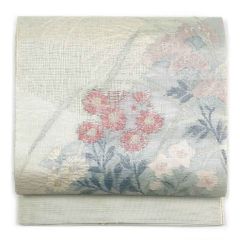 夏袋帯】涼風に秋草揺れる◇夏の華やぎ 水色ぼかし Obi/Vintage - メルカリ