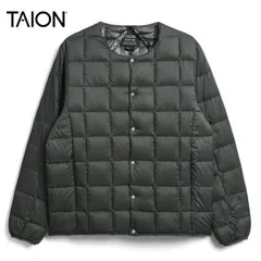 タイオン メンズ ベーシック クルーネックボタン インナーダウンジャケット 定番無地 TAION-104 ライトダウンジャケット ダークチャコール