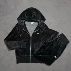 【雷市場（ポンジャン）商品韓国直送】 adidas(アディダス) ベロア パンツ ジップアップパーカー フード付き セットアップ