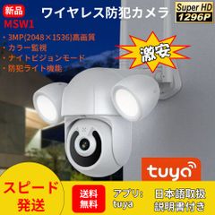 MSW1ネットワーク式防犯カメラ 中庭監視、3MP PTZ屋外TUYAアプリ、動体検知、双方向オーディオ、赤外線暗視、IP66防水