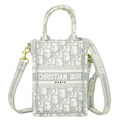 本物 クリスチャン ディオール Christian Dior ブックトート トロッター ミニフォンバッグ 2WAY ショルダーバッグ キャンバス グレー バッグ 中古【フォロー割】