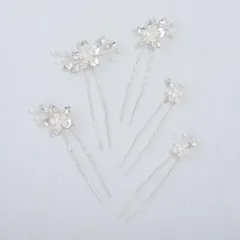 【在庫】Haodeliy 髪飾り ヘッドドレス 木の葉 花モチーフ パールUピン 5点セット 花嫁 ヘアアクセサリー 手作り ウェディングヘッドドレス 髪飾り フラワー 結婚式 披露宴 二次会 発表会 卒業式 入学式 パーティー 和装用髪飾り ヘアアクセサリー