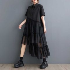 極美品 furfur チュール切替フリルニットワンピース 黒 ニット