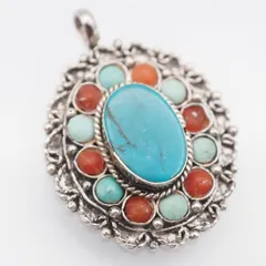 ヴィンテージ インディアンジュエリー 珊瑚 3種 ターコイズ 鼈甲 522