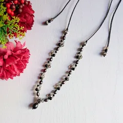 黒染パールのガーデン風フリーサイズネックレス