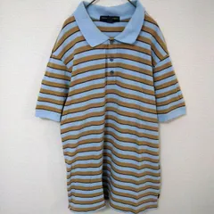 バナナリパブリック　ポロシャツ　メンズXL　ボーダー柄　水色　茶　ベージュ　綿