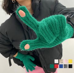 ホールタッチ 手袋 ニットグローブ 穴あき手袋 冬ファッション 便利グッズ