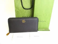 グッチ GUCCI GG マーモント バンブー付き レザー ラウンドファスナー長財布 ジップアラウンドウォレット メンズ レディース 【未使用保管品】