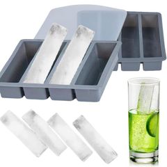 新品製氷皿 製氷器 四角の氷 4穴 製氷機 シリコン 蓋付き可愛い 細長い 長方形氷 出し簡単 製 氷つくる容器 ゼリー飲料 果物 透明氷 小型製