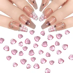 【在庫処分】ネイルアート デコパーツ ラインストーン ガラス キラキラ ハートストーン レジン ぷっくり 立体 3D ストーン ジュエリーパーツ ネイル ハート ハート 6mm (ピンク) 3mm 約100個入り ネイルパーツ