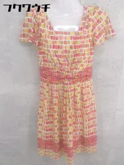 ◇ SunaUna スーナウーナ 総柄 半袖 膝丈 ワンピース サイズ36 オレンジ レッド レディース 【中古】 【1002801314484】