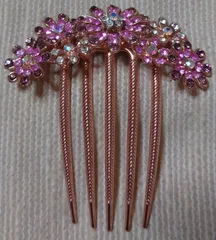 新品未使用☆ピンクゴールド✕ピンク☆シャンパンカラー☆お花モチーフ☆目立つオシャレ☆夜会巻きに☆かんざしヘアコーム☆