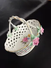 【送料込み】ARDEN 陶器置物　インテリア　フラワーバスケット　カゴ 送料込み】ROYALARDEN 陶器置物 インテリア フラワーバスケット カゴ