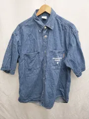 ◇ ⊂ GU × STUDIO SEVEN 五分袖 デニム シャツ サイズL ブルー系 メンズ P  【1409090027758】