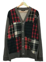 COMME des GARCONS HOMME コムデギャルソンオム 11AW パッチワークチェックニットカーディガン グレー M HH-T023のサムネイル