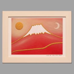 アトリエ富士吉田から金の赤富士○がんどうあつし絵画油絵F6号