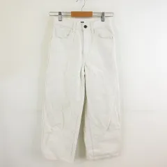 ユニクロ UNIQLO ワイドフィットカーブジーンズ デニムパンツ ロング オフホワイト 白 23 *T910