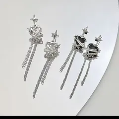 35.y2kハートチェーンピアス