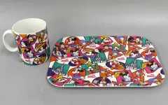 【中古】食器 総柄(レトロデザイン) マグカップ＆トレー 「東京ディズニーリゾート40周年 ドリームゴーラウンド Make Your Favorite 第2弾」 東京ディズニーリゾート限定