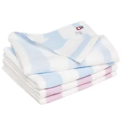 【特価セール】ブルーム 今治タオル 認定 ガーゼタオル フェイスタオル 4枚セット グルービー ボーダー キッチンタオル 速乾 部屋干し 日本製 綿100％ (ブルー・ピンク)