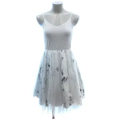 スナイデル snidel キャミソールワンピース ドッキング ひざ丈 チュール 花柄 F アイボリー 白 ホワイト /AU