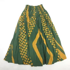 G■フラダンス用■ ハンドメイド パウスカート フリーサイズ ハワイアン/緑系/LADIES■78【中古】