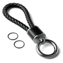 【新着商品】[PIAQEIOZ] キーホルダー 車 カラビナ キーホルダー 革 編み込み 自転車 鍵 キーホルダー おしゃれ バイク キーリング付き キーチェーン メンズ レディース レザー 紛失防止 人気 男女兼用