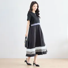 ワンピース レディース ロングワンピース きれいめ Aライン ゆったり おしゃれ 春 夏 切り替えワンピース カットソー フレアワンピース セミフォーマル お呼ばれ 通勤 オフィス カジュアル 黒 紺 白 30代 40代 50代 60代 M L