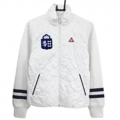 ★SALE価格★ルコック 中綿ジャケット 白×ネイビー 身頃中綿 袖ニット レディース M ゴルフウェア le coq sportif
