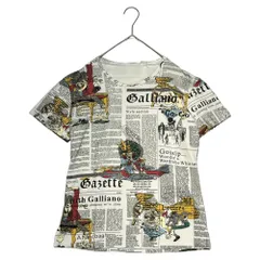 JOHN GALLIANO(ジョンガリアーノ) 00's Newspaper stretch S/S TEE ニュースペーパー ストレッチ Tシャツ M ホワイト Y2Kのサムネイル