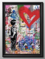 額付ポスター】A4キャンバス現代アート Banksy/バンクシー フレーム付3