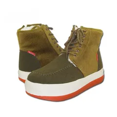 【送料込】コーデュロイ ボア ボーダー ブーツ 25.5cm-27.0cm