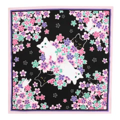 風呂敷 日本製 50cm幅 中巾 花 桜 黒 ピンク 猫 ねこの夜想曲 ねこのノクターン LaLaLu ララル 動物 和 綿100％ お洒落 No.26-0068