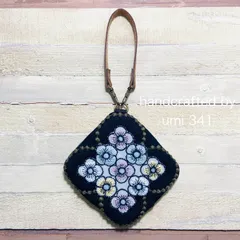 ハナポーチ piha tambourine ブラック ハンドメイド ミナペルホネン生地使用