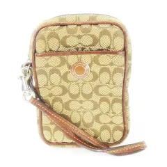 コーチ COACH ポーチ マルチケース タバコポーチ キャンバス レザー 革 シグネチャー ロゴ 茶 ブラウン /CK24