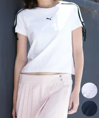 【ムラスポ公式】新品 PUMA プーマ 半袖 Tシャツ レディース クロップド丈 ショート丈 シンプル ロゴ T7 MODERN SLIM SHORT T 633345
