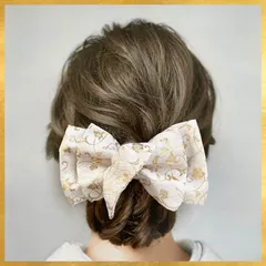 《着物が着たくなる♩金襴生地で作った和リボン》 結婚式髪飾り 成人式 卒業式 和装 袴 振袖 白無垢 着物 浴衣 ヘッドパーツ ヘアアクセサリー ヘア飾り 袴リボン 和小物 和装小物 簪 白 ゴールド ウェディング ブライダル wedding bridal 白
