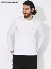 EMPORIO ARMANI (エンポリオアルマーニ) ワンポイントロゴ クルーネック 長袖 Tシャツ EA8N1TR11JRGZ ブランド メンズ 男性 トップス (ホワイト)のサムネイル