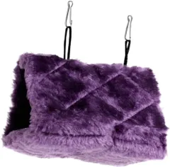 POPETPOP ペット用ハンモックベッド 中号 紫色 愛鳥のためのクッション性 小動物用ハンモック 紫 モコモコふわふわ素材 吊り下げタイプ  寒さ対策 秋冬に◎