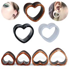 204：白 4ｍｍ～20ｍｍ トンネル 【ハート】 ボディピアス トンネル ダブルフレア ホールトゥ 立体 アクリル 4ｍｍ 5ｍｍ 6ｍｍ 8ｍｍ 10ｍｍ 12ｍｍ 14ｍｍ 16ｍｍ アレルギー対応 ハートトンネル ラージサイズ 可愛い キュート