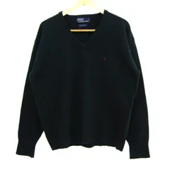 ポロバイラルフローレン セーター トップス 長袖 Vネック ニット ラムウール メンズ Lサイズ ダークグリーン Polo by Ralph Lauren 【中古】