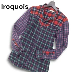 Iroquois イロコイ 秋冬 ネル★ クレイジー切替 チェック  長袖 ウエスタン シャツ Sz.1 メンズのサムネイル