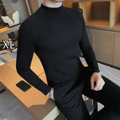 [XL]春 コーデ メンズ 用 服 シンプル ファッション オシャレ 大人 かっこいい 大きいサイズ ストリート 紳士服 韓国スタイル スリム 無地 ハーフ タートルネックセーター シンプル ニット セーター ボトムラ シャツ 