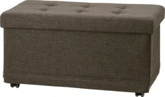 Color:チャコール_PatternName:ベンチ 不二貿易 収納スツール ボックスベンチ 幅76×奥行38×高さ39.5cm チャコール 折りたたみ オットマン キャスター付き ベルク 51304