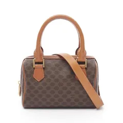 セリーヌ CELINE ハンドバッグ マカダム ダークブラウン PVCコーティングキャンバス レザー マカダム 2wayミニボストンバッグ レディース Used B